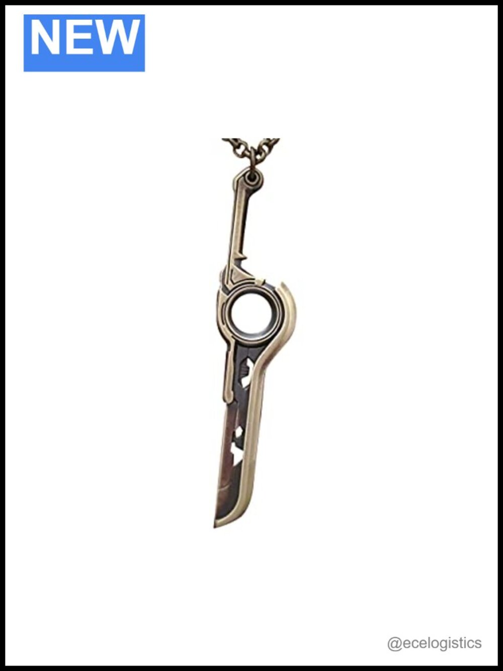 Handmade Brass Fantasy RPG Sword Necklace 22in Chain